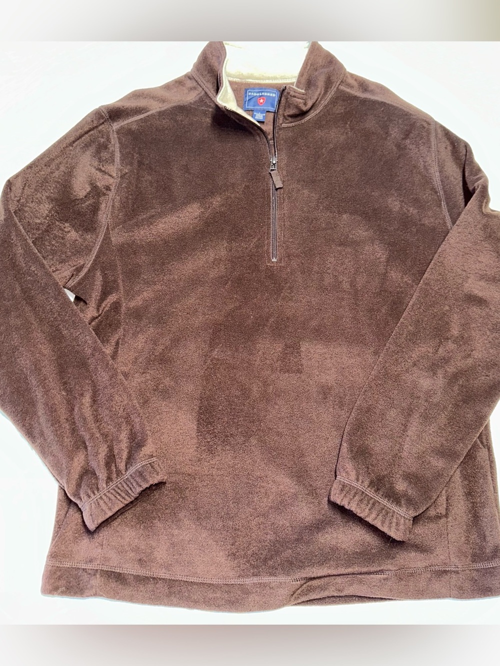 Saddlebred Men’s Large Brown Quarter Zip Fleece Pullover Zip Pockets Outdoor Cas